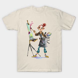 female artist hand drawn watercolor T-Shirt